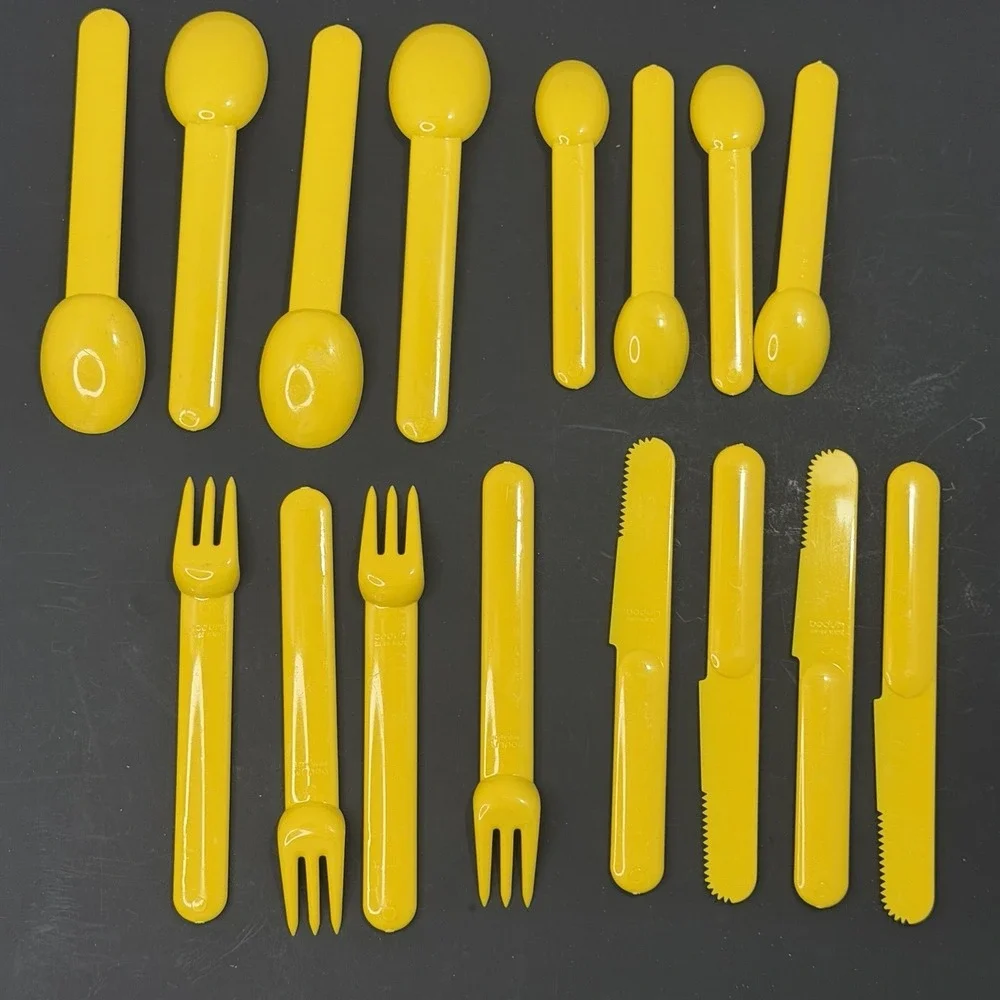 Bodum Melamine 16 Pc Flatware Set Yellow Jorgensen Vintage 80s Swiss